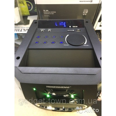 Акустика аккумуляторная с беспроводными микрофонами TMS-801 / 100W (USB/FM/Bluetooth)