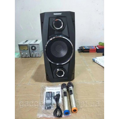 Акустика аккумуляторная с беспроводными микрофонами TMS-801 / 100W (USB/FM/Bluetooth)
