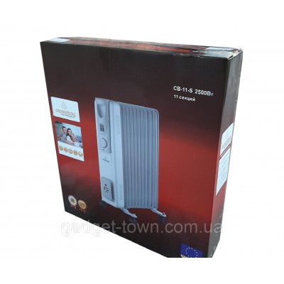 Масляный радиатор Crownberg, масляный обогреватель на 11 секций 2500Вт с терморегулятором