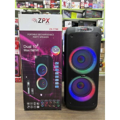 Колонка аккумуляторная ZPX ZX-7786 partybox c радиомикрофоном (250W/USB/BT/FM/TWS)