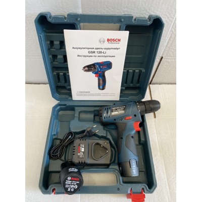 Шуруповёрт аккумуляторный Bosch GSR-120Li (Шуруповерт Бош с 2-мя аккумуляторами) в кейсе