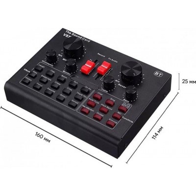 Микрофон конденсаторный Protech BM-800 со звуковой картой V8X pro и пантографом с ветрозащитой