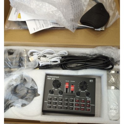 Микрофон конденсаторный Protech BM-800 со звуковой картой V8X pro и пантографом с ветрозащитой