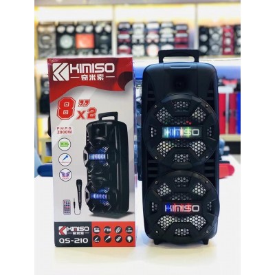 Акустическая аккумуляторная колонка 2x8 дюймов (USB/FM/BT/LED) KIMISO QS-210 BT
