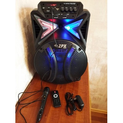Колонка аккумуляторная 15 дюймов с микрофоном ZPX-7783/150W (USB/FM/Bluetooth/TWS)