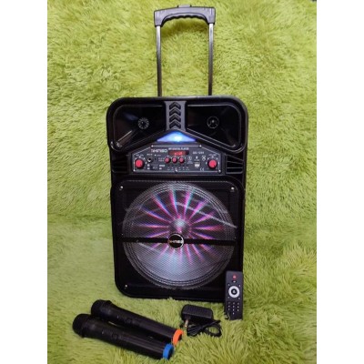 Акустическая аккумуляторная колонка 12 дюймов с микрофонами (USB/FM/BT/LED) KIMISO QS-1209
