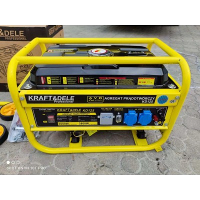 Газ бензиновий генератор мультитопливный с медной обмоткой KRAFT 3.8кВт 7.0л.с. на колесах