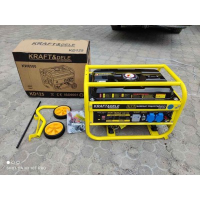 Газ бензиновий генератор мультитопливный с медной обмоткой KRAFT 3.8кВт 7.0л.с. на колесах