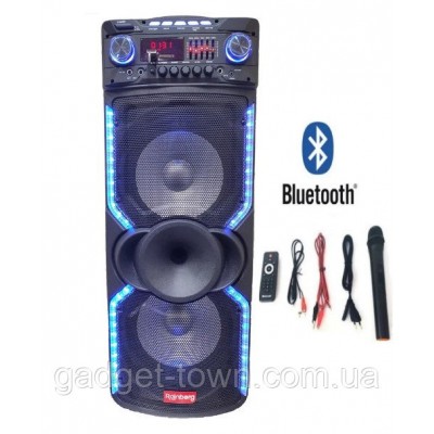 Колонка с аккумулятором Rainberg RB-1010C/ 2x10"/ 2x100W/ 2 радиомикрофона/ TMG ORIGINAL