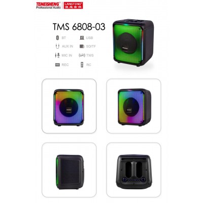 Портативна колонка Temeisheng 6828 сабвуфер c радиомикрофонами 50W+LED подсветка