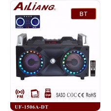 Портативный бумбокс караоке Ailiang UF-1506A-DT сабвуфер USB\ Bluetooth\ FM-тюнер\ Пульт ДУ Портативный бумбокс караоке Ailiang UF-1506A-DT сабвуфер USB\ Bluetooth\ FM-тюнер\ Пульт ДУ