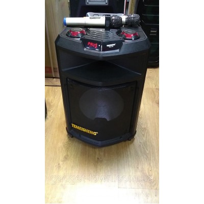 Колонка портативная с микрофонами TMS-1201 /300W (USB/Bluetooth/Пульт ДУ/FM)