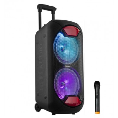 Акустическая колонка KOLAV - 2811 2x8 дюймов с радиомикрофоном (USB/FM/BT/LED)