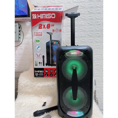 Акустическая аккумуляторная колонка 2x8 дюймов (USB/FM/BT/LED) KIMISO QS-221 BT
