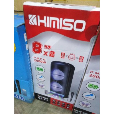 Акустическая аккумуляторная колонка 2x8 дюймов (USB/FM/BT/LED) KIMISO QS-221 BT