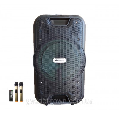 Колонка аккумуляторная Ailiang UF-2112 c радиомикрофонами (100W/USB/BT/FM)
