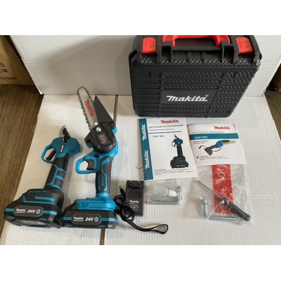 Набор аккумуляторных электроинструментов Makita 2 в 1 для садоводов (электросекатор и пила акб 24v5Ah)