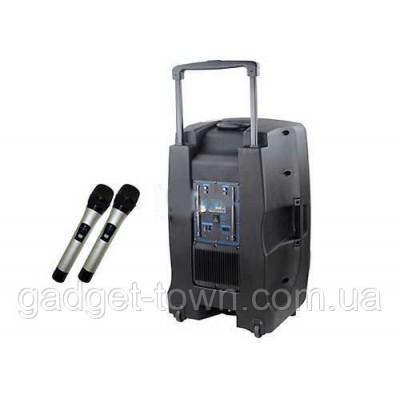 Аккумуляторная колонка с микрофонами Temeisheng/Lighting SL-1502 / 400W (USB/Bluetooth/Пульт ДУ)