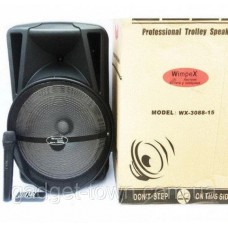 Колонка аккумуляторная Wimpex WX-3088 Bluetooth, SD+USB, пульт, радиомикрофон