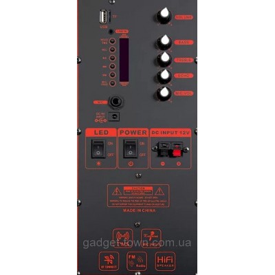 Акустическая система аккумуляторная c двумя радиомикрофонами TMG ORIGINAL Lige-12QK (BT+2MIC+USB+SD)