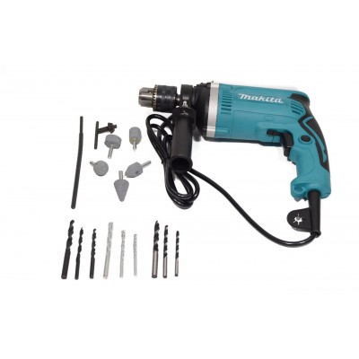 Дрель ударная MAKITA HP1640 + набор в Кейсе