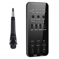 Мини звуковая карта HP-202 с микрофоном в комплекте 12 эффектов, широкая совемстимость и портативность