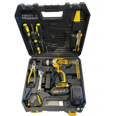 Аккумуляторный шуруповерт DeWALT DCD790 (24V, 5AH) с набором инструментов Девольт