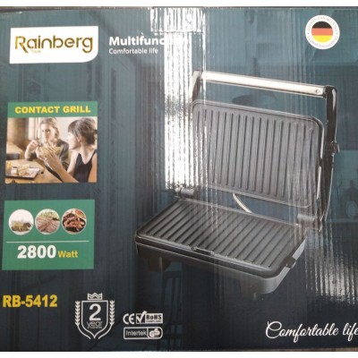 Гриль прижимной Rainberg RB-5412 c терморегулятором и съемным поддоном 2800W