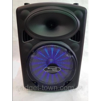 Колонка с аккумулятором Wimpex WX-810C колонка-чемодан 60W, радиомикрофон, Bluetooth, SD+USB, пульт