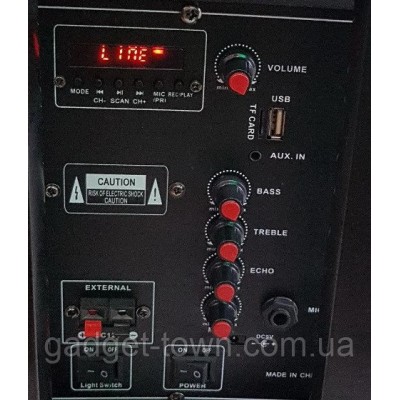 Колонка с аккумулятором Wimpex WX-810C колонка-чемодан 60W, радиомикрофон, Bluetooth, SD+USB, пульт
