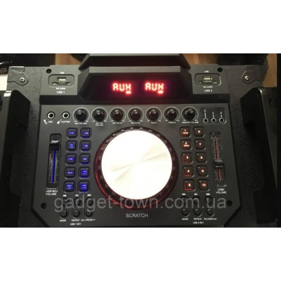 Колонка аккумуляторная с Диджей Микшером DJ-1035 + 2 радиомикрофона (400W/USB/BT/FM)