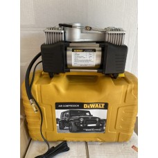 Компрессор автомобильный двухпоршневой DeWALT в пластиковом кейсе + витой шланг