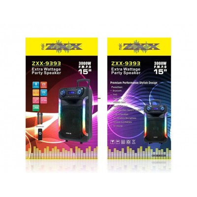 Колонка с аккумулятором профессиональная TMG ORIGINAL ZXX / 15 дюймов"/ 300W/ 2 радиомикрофона